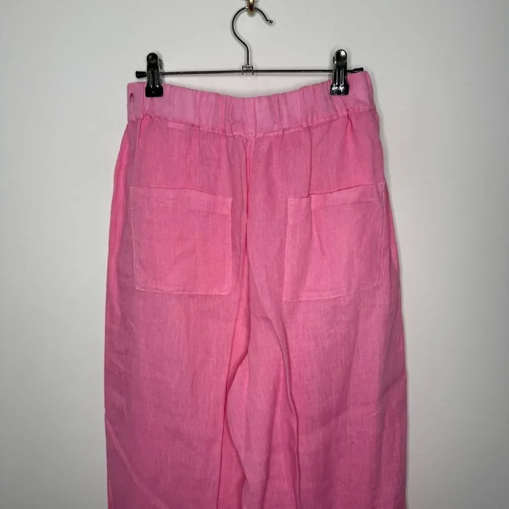Zara Linen Pink Belted Pants M